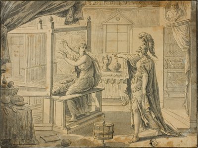Arachne bliver forvandlet til en edderkop af Minerva af Marten de Vos