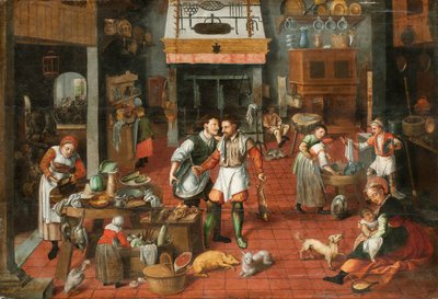 Køkken interiør, ca. 1565. af Marten van Cleve the Elder