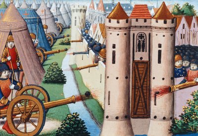 Belejringen af Rouen (juli 1418-januar 1419) 1484, folio 19v, Vigiles de Charles VII af Martial de Paris (fl.15th century)