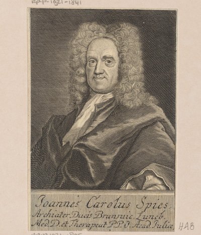 Portræt af Johann Carl Spies af Martin Bernigeroth