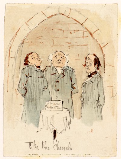 Frikirken (blyant og akvarel) af Martin  Anderson