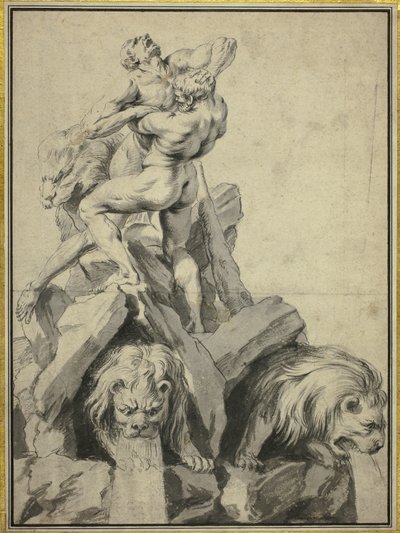 Hercules og Antaeus design til et springvand af Martin Desjardins