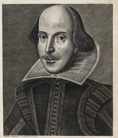 "William SHAKESPEARE (1564-1616) repræsenteret af Martin Droeshout af Martin Droeshout