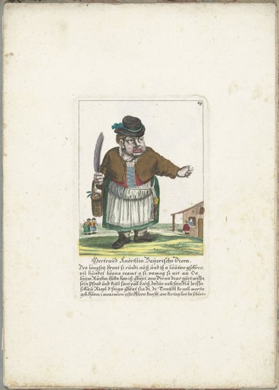Dwergen Gertraud Knörtzlin, ca. 1710 Gertraud Knörtzlin, Baijerische Diern (titel på objekt) Il Callotto resurcitato eller nyindrettet lille kabinet (serietitel) af Martin Engelbrecht (attributed to)