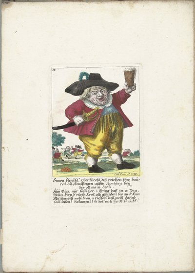 Dwergen Simon Flenschl, ca. 1710 Simon Flenschl, værkfører for de rige Freij-bønder i Knolsingen på Kirchtag nær Gmain Zech (titel på objektet) Il Callotto resurcitato eller nyindrettet lille kabinet (serietitel) af Martin Engelbrecht (attributed to)