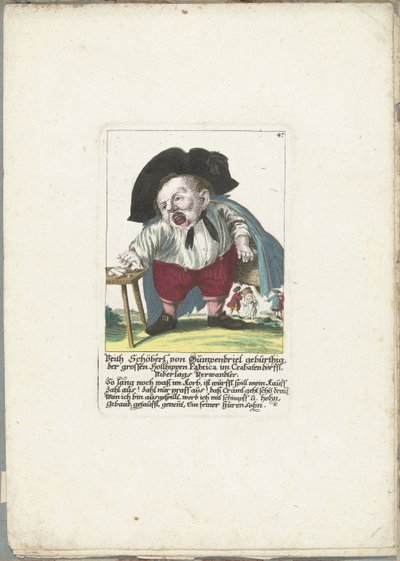 Dwerg Veith Schöberl von Gümpendriel, ca. 1710 Veith Schöberl von Gümpendriel født, den store Hollhippen Fabrica i Crabatendörffl, Niderlags slægtning (titel på objektet) Il Callotto resurcitato eller nyindrettet lille kabinet (serie ti af Martin Engelbrecht (attributed to)