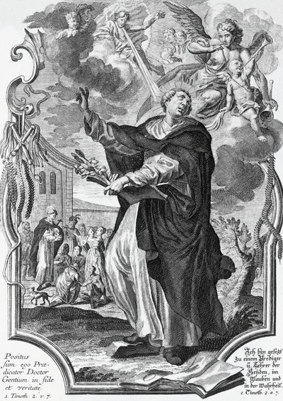 Vincent Ferrer (1350-1419), spansk dominikaner, gravering af Martin Engelbrecht (1684-1756) af Martin Engelbrecht