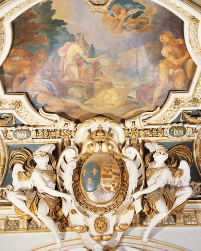 Noah og hans familie går ind i arken i kapel, Chateau de Fontainebleau, Frankrig af Martin Fréminet