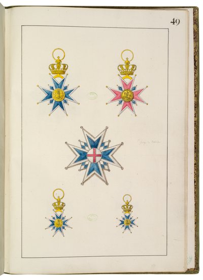 Side fra kompendium af franske og udenlandske ordrer af Martin Guillaume Biennais