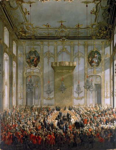Hofbanket i det store forkammer i Hofburg-paladset, Wien (for detaljer se 68229) af Martin II Mytens or Meytens
