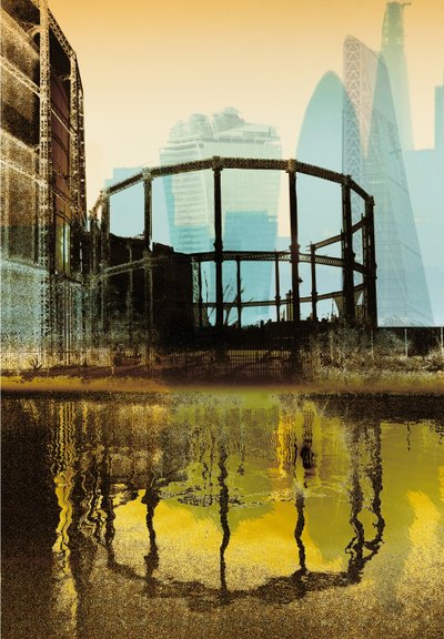 Broadway Gas Tower, 2013 (serigrafi) af Martin Mossop