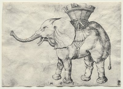 En elefant med Howdah, ca. 1485. af Martin Schongauer