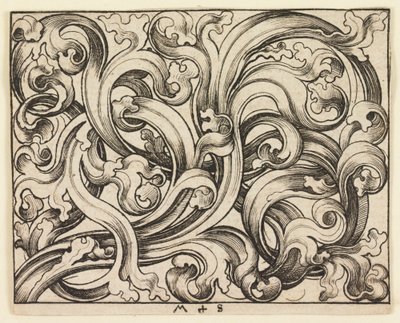 Vandret fyld på en lys baggrund (vandret ornament) af Martin Schongauer