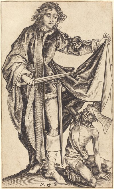 Sankt Martin deler sin kappe af Martin Schongauer