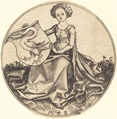 Skjold med Svane, Holdt af Kvinde af Martin Schongauer