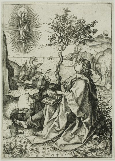 Johannes evangelisten på Patmos af Martin Schongauer