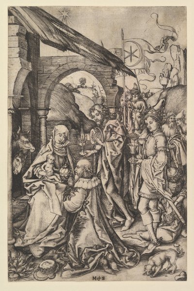 Magiernes tilbedelse, ca. 1435-1491. af Martin Schongauer