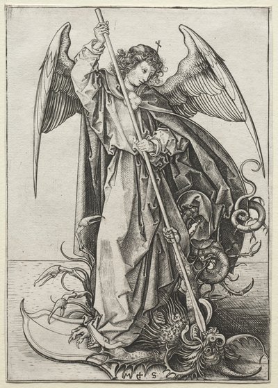 Ærkeenglen Michael gennemborer dragen af Martin Schongauer
