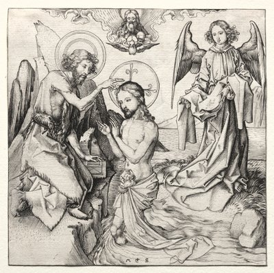 Kristi dåb i Jordan, ca. 1480-90. af Martin Schongauer