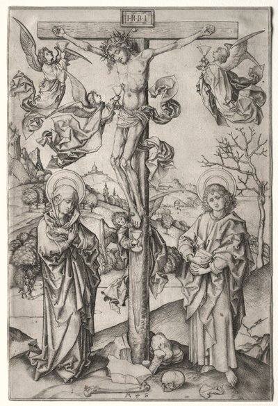 Korsfæstelsen med fire engle. af Martin Schongauer