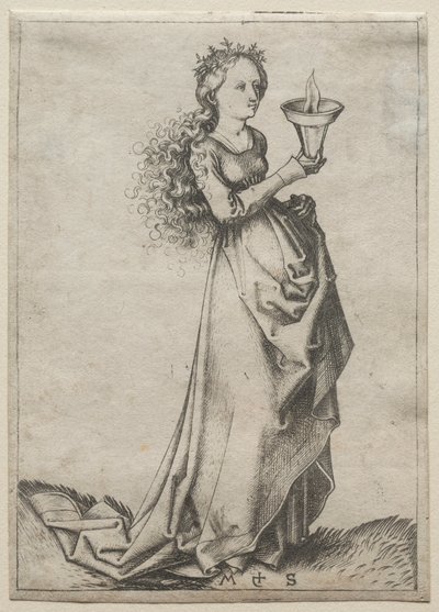Den første vise jomfru. af Martin Schongauer