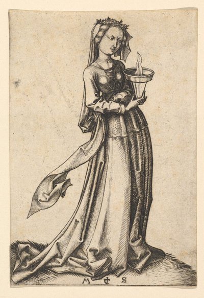 The Fourth Wise Virgin, fra serien The Wise and Foolish Virgins, ca. 1435-1491. af Martin Schongauer