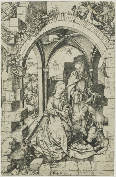 Fødselen, fra Jomfruens liv af Martin Schongauer