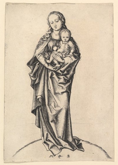 Jomfru og barn med et æble, ca. 1475. af Martin Schongauer