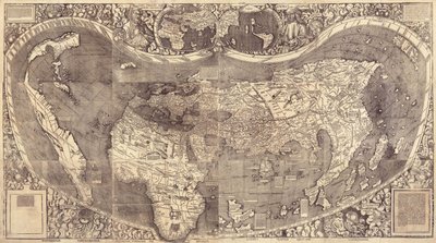 Verdenskort over Universal Cosmographia, 1507 af Martin Waldseemuller