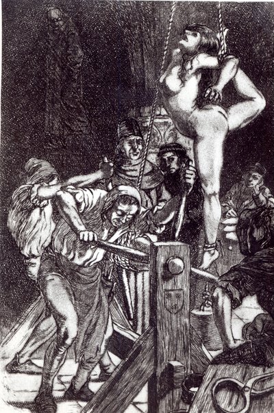 Afstraffelse af en heks, 1911 litografi af Martin van Maele