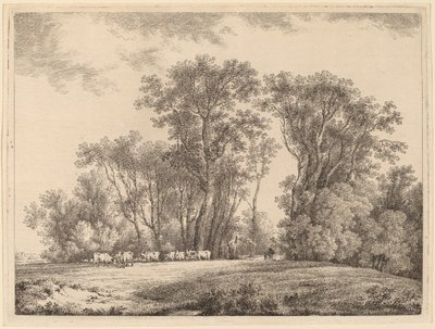 En Eng med Kvæg i Udkanten af en Skov af Martin von Molitor
