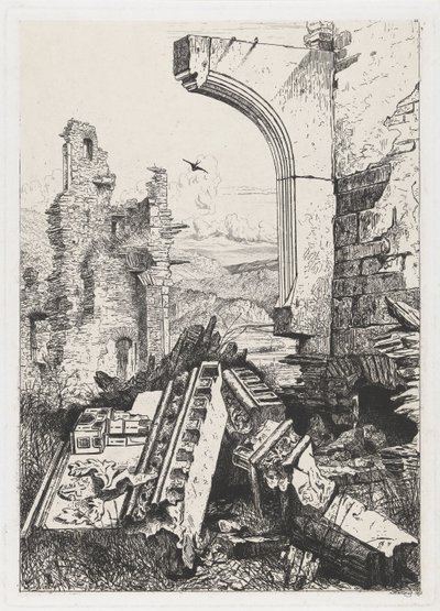 Ruinerne af Bourscheid Slot af Martinus Antonius Kuytenbrouwer jr.