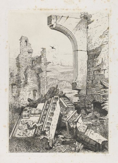Ruinerne af Bourscheid Slot af Martinus Antonius Kuytenbrouwer jr.