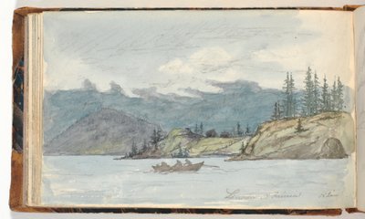 Sølandskab med en robåd. Krøderenfjorden, Norge af Martinus Rørbye
