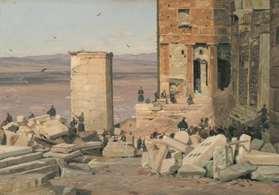 Grækere arbejder i ruinerne af Akropolis af Martinus Rørbye