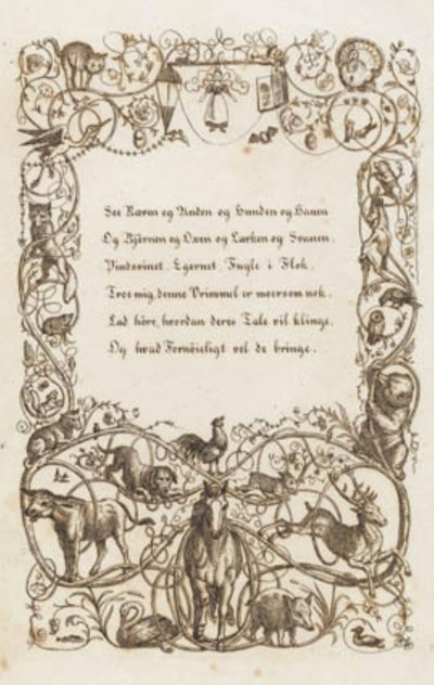 Illustration til "Halvhundrede Fabler for Børn" af Hey af Martinus Rørbye