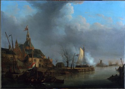 Hollandsk: Franskmændenes beskydning af Dordrecht den 24. november 1813 af Martinus Schouman