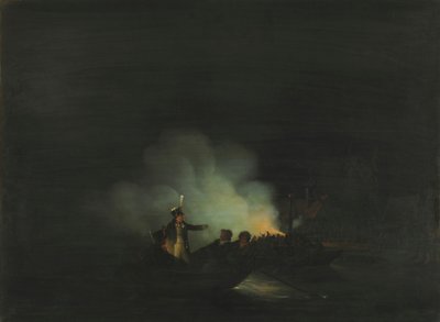 Hollandsk: Matthijs Beelaerts, kommandør for nationalgarden, overfart til Papendrecht natten til den 22. november 1813 af Martinus Schouman