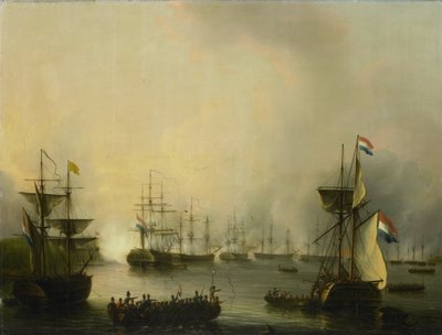 Bombardementet af Palembang, Sumatra, 24. juni 1821 af Martinus Schouman