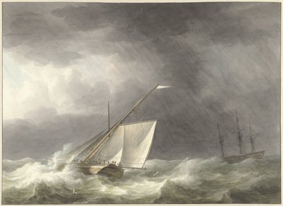 To sejlskibe på et turbulent hav af Martinus Schouman