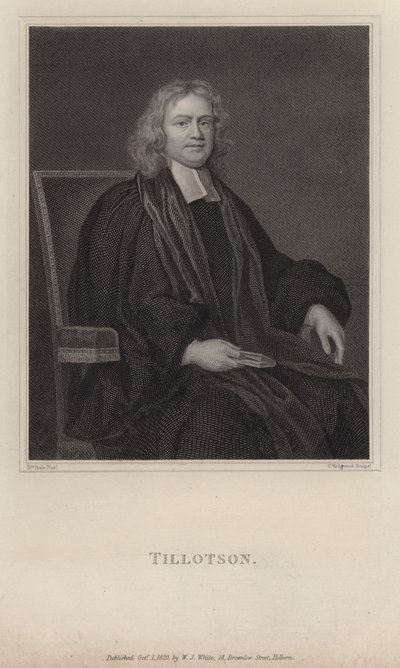 John Tillotson, ærkebiskop af Canterbury (gravering) af Mary (after) Beale