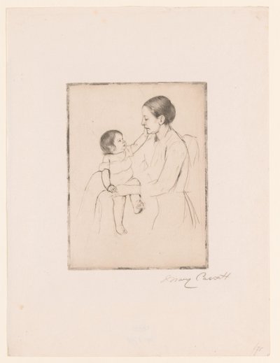 Kærligheden Kærtegnene Mor og barn af Mary Cassatt (signed by artist)