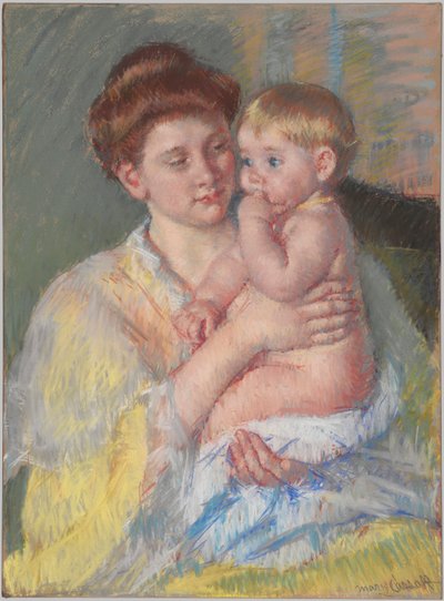 Baby John med pegefinger i munden af Mary Cassatt