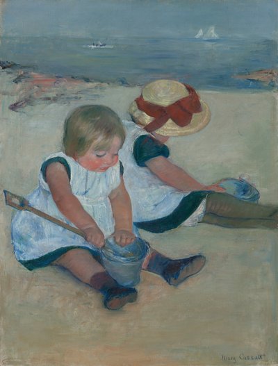 Børn, der leger på stranden af Mary Cassatt
