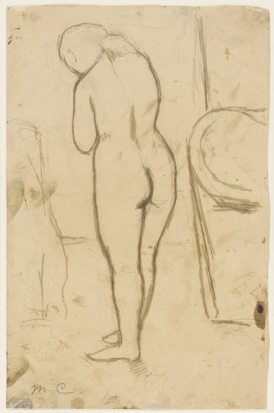 Tegning til "Stående nøgen" af Mary Cassatt