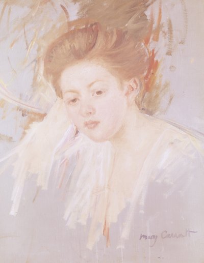 Hoved af en ung pige (pastel på papir) af Mary Cassatt