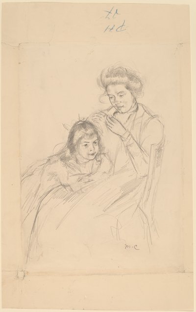 Margot lænet mod Reines knæ, ca. 1902. af Mary Cassatt