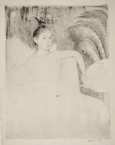 Mimi med en japansk vifte af Mary Cassatt