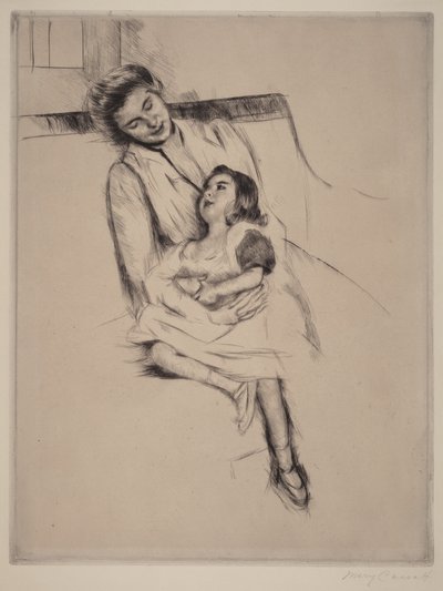 Reine og Margot siddende på en sofa (nr. 2) af Mary Cassatt