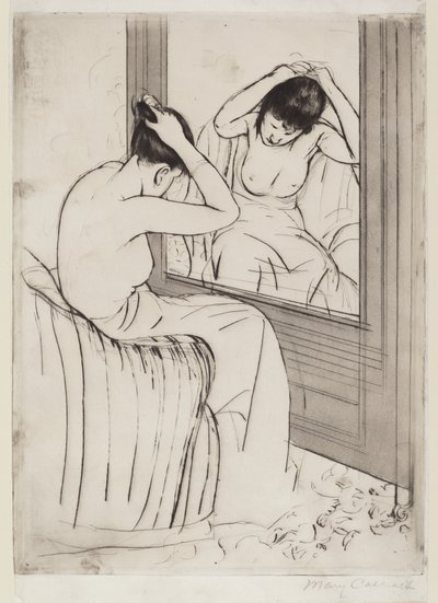 The Coiffure, 1890-1891. af Mary Cassatt